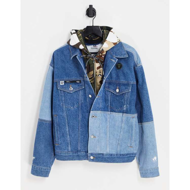 AAPE By A Bathing Ape denim jacket with detachable hood in blue