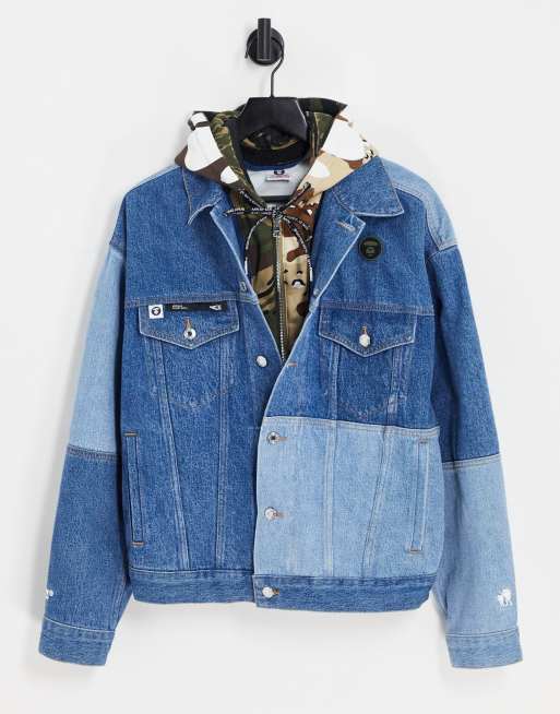 AAPE By A Bathing Ape denim jacket with detachable hood in blue