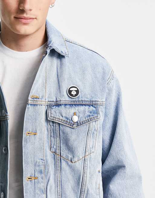 AAPE By A Bathing Ape denim jacket with removable hood in blue