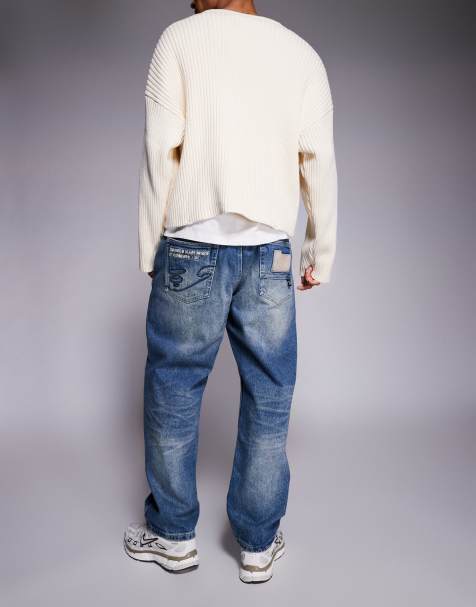 Aape By A Bathing Ape® - Denim jeans met losse pasvorm en vintage wassing in blauw - view 1