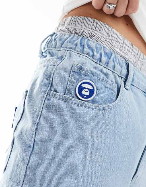 AAPE By A Bathing Ape - Denim short in lichtblauwe wassing, 2 van 5