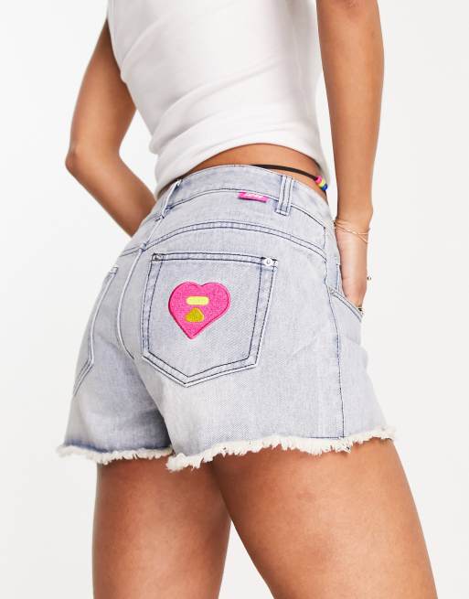 AAPE By A Bathing Ape denim shorts with back logo in blue
