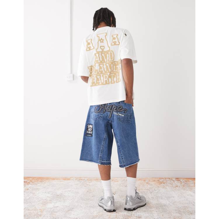 Aape by A Bathing Ape denim shorts with logo embroidery in