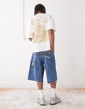 [AAPE BY A BATHING APE®] Aape by A Bathing Ape denim shorts with logo embroidery in light blue wash M BLUE