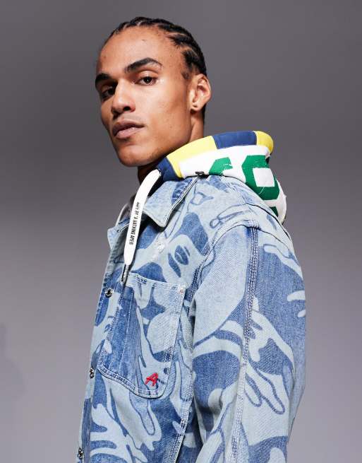 Aape By A Bathing Ape - Denim truckerjack met camouflageprint in blauw, 4 van 5