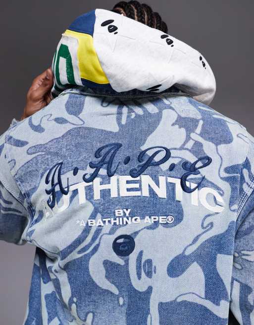 Aape By A Bathing Ape - Denim truckerjack met camouflageprint in blauw, 5 van 5