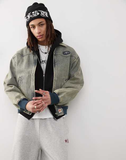 Aape by A Bathing Ape denim western jacket with back embroidery in vintage wash - view 1