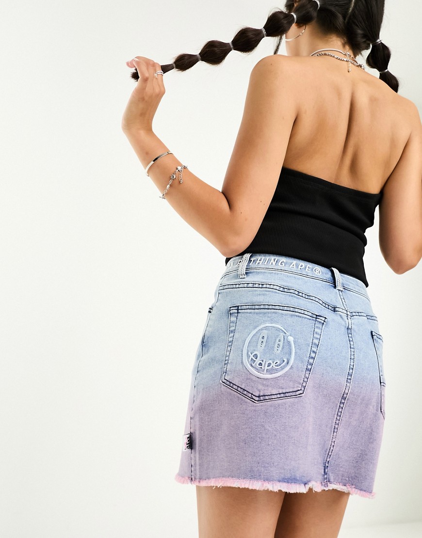 AAPE By A Bathing Ape dyed frayed denim mini skirt in blue
