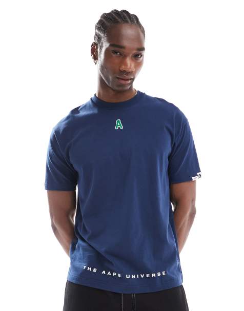 Aape by A Bathing Ape embossed logo t-shirt in navy - view 1