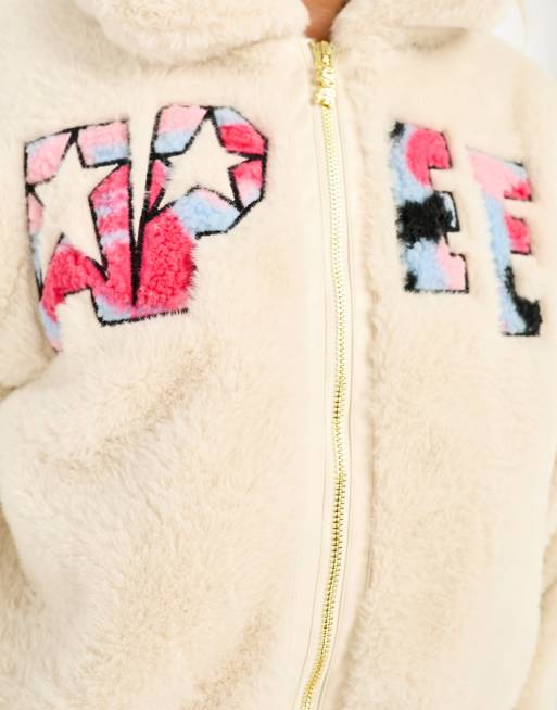 Aape by A Bathing Ape faux fur jacket in ivory | ASOS