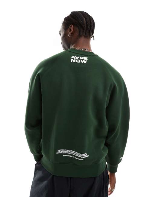 AAPE BY A BATHING APE felpa girocollo con cuore verde scuro, 2 di 4