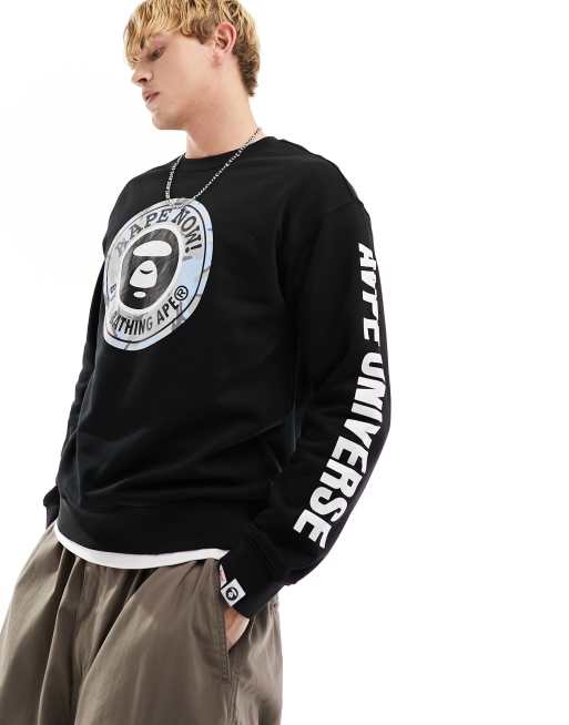 AAPE By A Bathing Ape - Felpa nera con logo a stampa mimetica