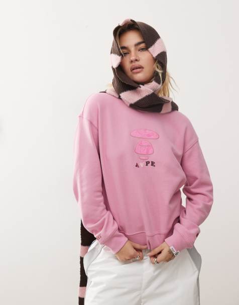 AAPE By A Bathing Ape - Felpa  rosa con logo - view 1