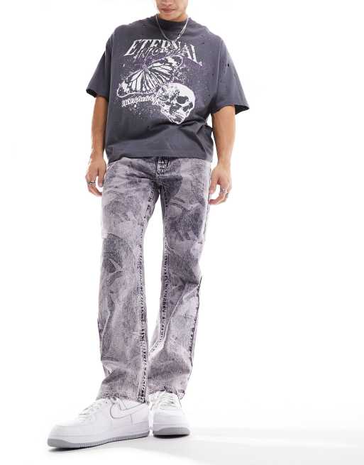 AAPE By A Bathing Ape – Fioletowe jeansy we wzór moro, 4 z 5