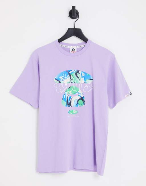 AAPE By A Bathing Ape – Fioletowy T-shirt z nadrukiem Hollywood