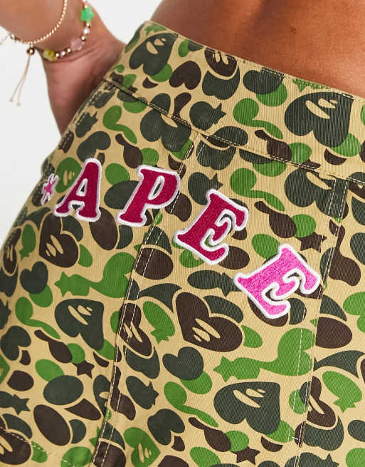 AAPE By A Bathing Ape – Flerfärgad, kamouflagemönstrad jeanskjol, 4 av 4