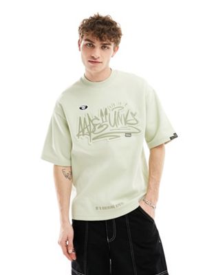 ® Aape By A Bathing Ape garment dye boxy fit t-shirt with embossed graphic in pale green