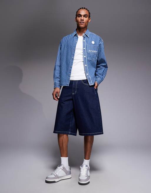 Aape By A Bathing Ape - Gestreept denim overhemd met lange mouwen in blauw en wit, 2 van 5