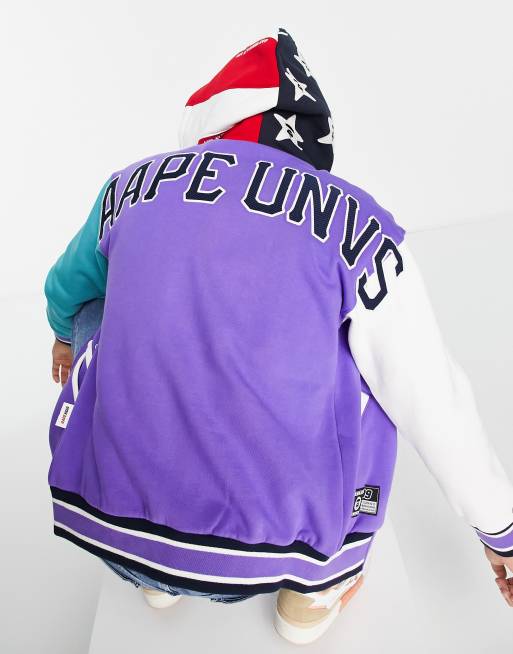 AAPE By A Bathing Ape - Giacca bomber in jersey stile college viola 