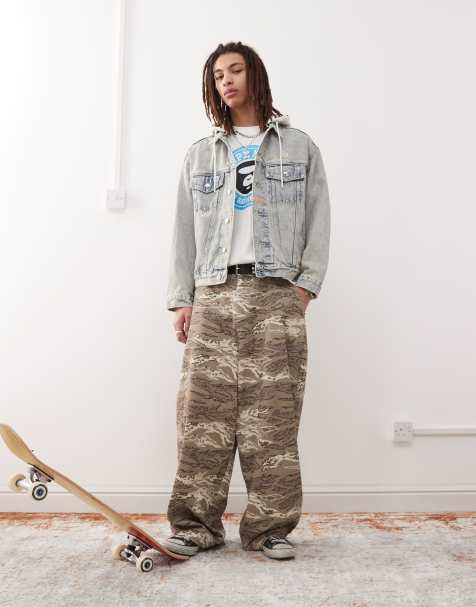 Aape by A Bathing Ape - Giacca in denim con cappuccio azzurra con ricamo sul retro - view 1