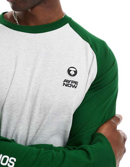 AAPE By A Bathing Ape – Grå och grön t-shirt med långa raglanärmar , 4 av 4
