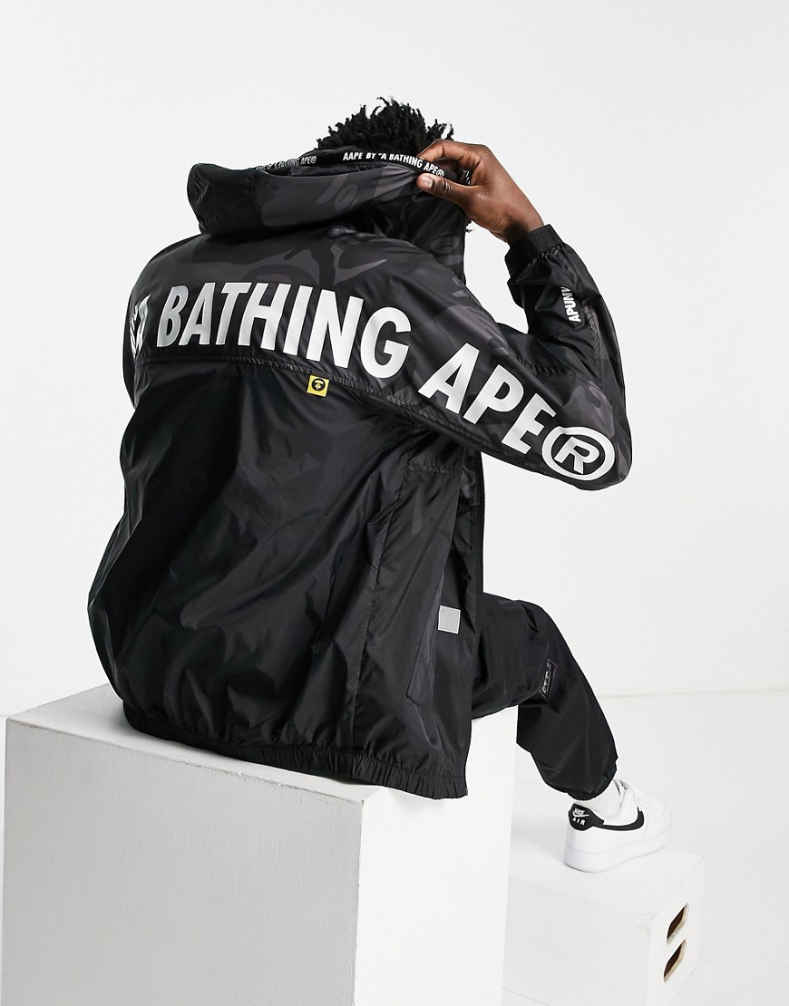 AAPE By A Bathing Ape half-camo water resistant jacket in black
