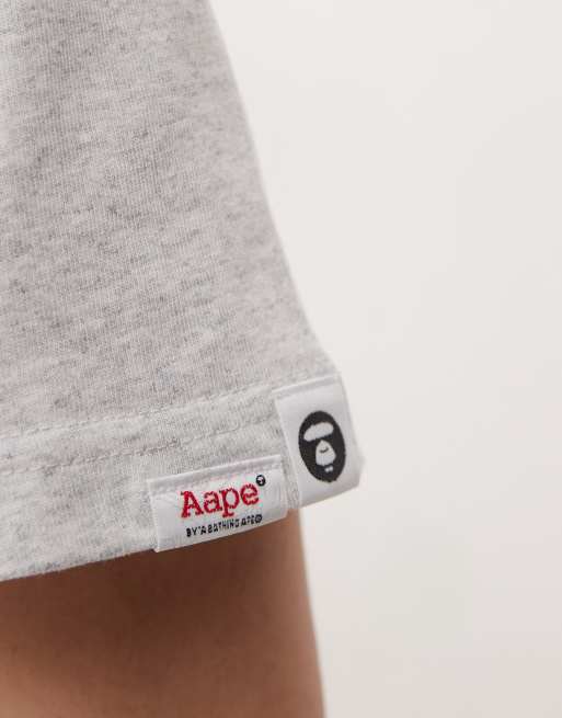 Aape by A Bathing Ape heart back print logo t-shirt in heather gray