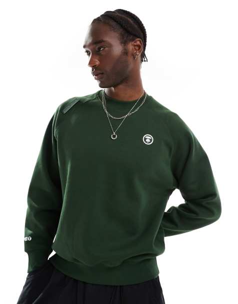 Aape By A Bathing Ape heart crew neck sweatshirt in dark green - view 1