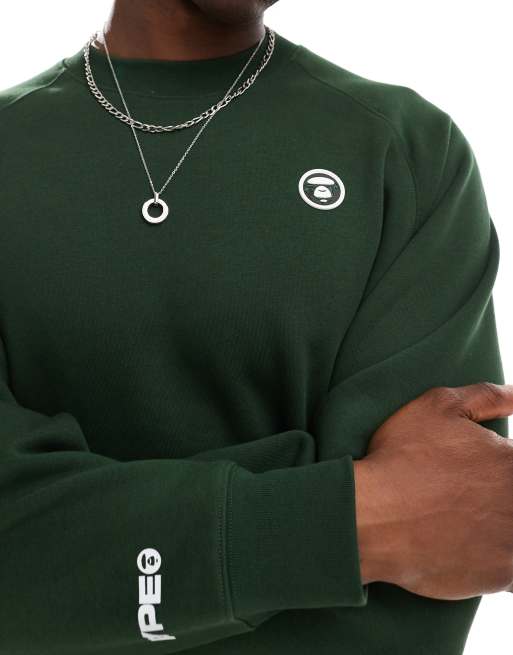 Aape By A Bathing Ape heart crew neck sweatshirt in dark green, 4 of 4