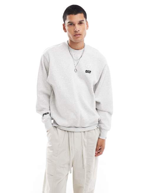 Aape by A Bathing Ape - Heart - Felpa girocollo grigio mélange, 2 di 4