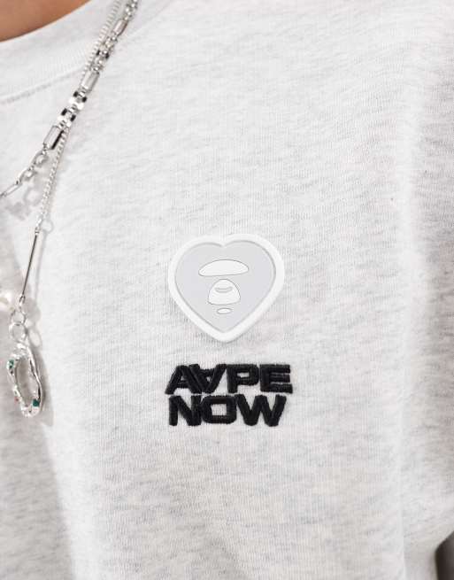 Aape by A Bathing Ape - Heart - Felpa girocollo grigio mélange, 4 di 4