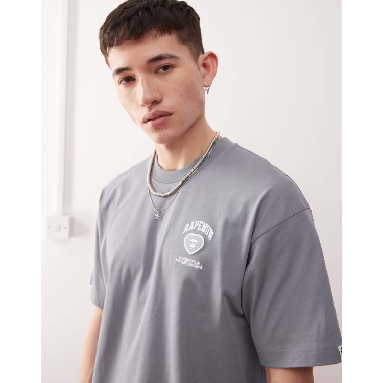 AAPE By A Bathing Ape heart logo T-shirt in light gray | ASOS
