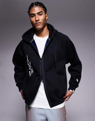 Aape By A Bathing Ape Heavyweight Zip Through Hoodie In Black