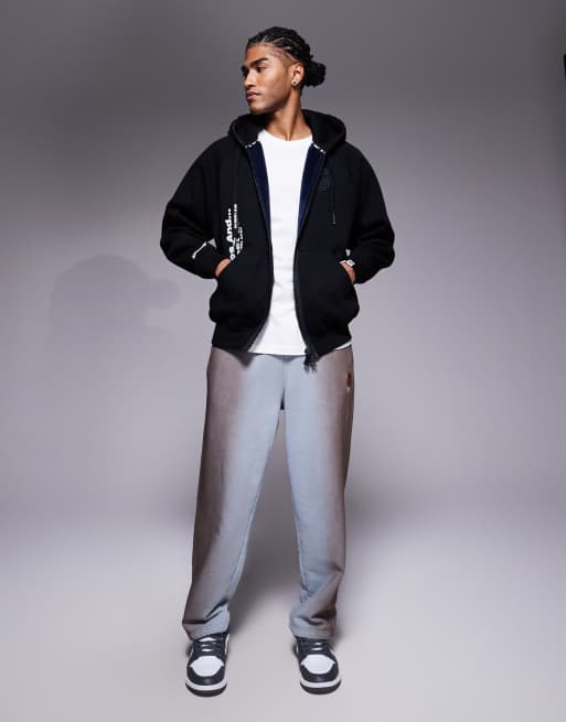 Aape by A Bathing Ape heavyweight zip through hoodie in black, 2 of 5