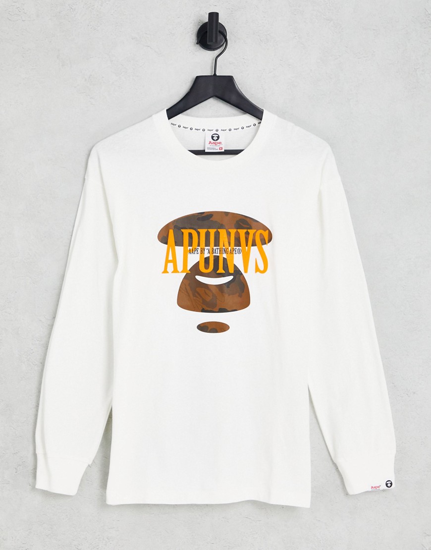 AAPE BY A BATHING APE® AAPE by A Bathing Ape hip hop print long sleeve top in off white