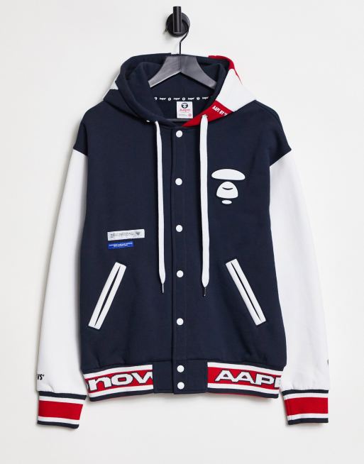 AAPE By A Bathing Ape hollywood varsity hoodie in navy | ASOS