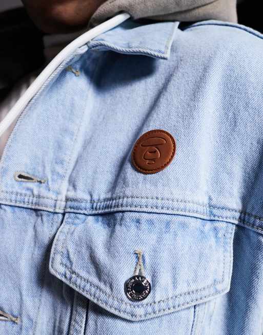 Aape by A Bathing Ape hooded denim jacket in midwash blue with