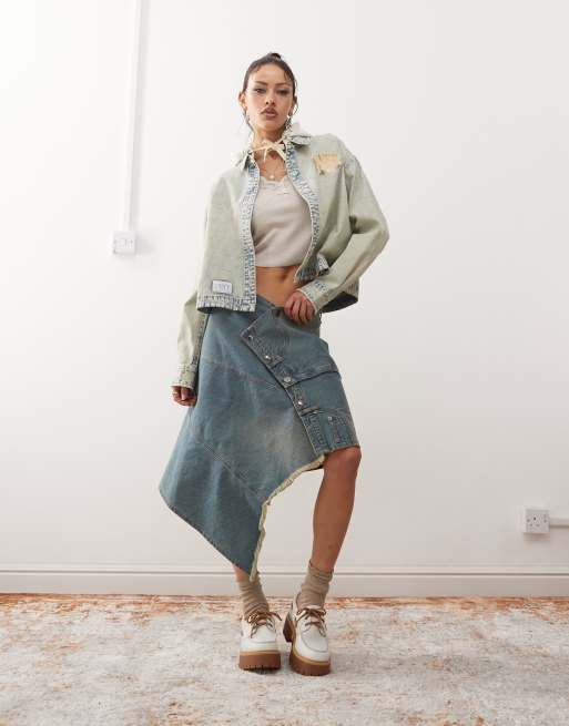 Aape By A Bathing Ape hooded denim shirt in light blue wash