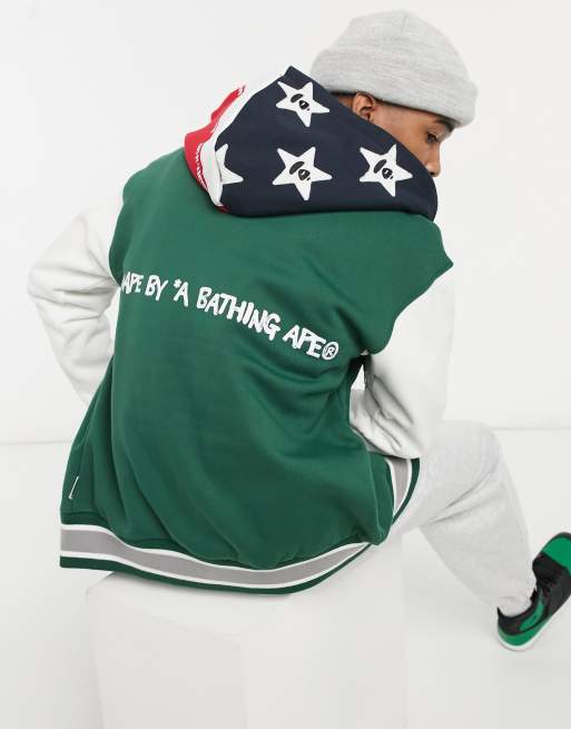 Bape varsity hot sale jacket hoodie