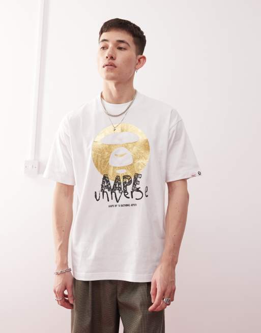 AAPE By A Bathing Ape - Hvid T-shirt med camouflagemønstret logo, 3 af 4