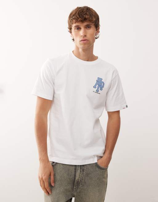 AAPE By A Bathing Ape - Hvid T-shirt med logoprint på bryst og ryg, 3 af 5