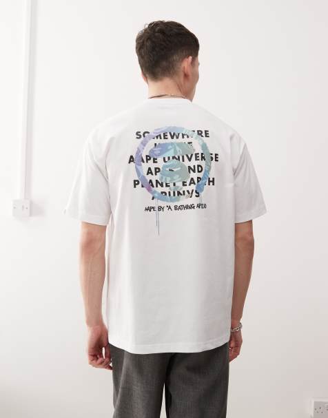 AAPE By A Bathing Ape - Hvid T-shirt med multifarvet logoprint på ryggen - view 1