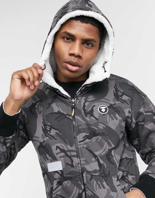 AAPE By A Bathing Ape ice breaker reversible full-zip fleece in ivory/camo