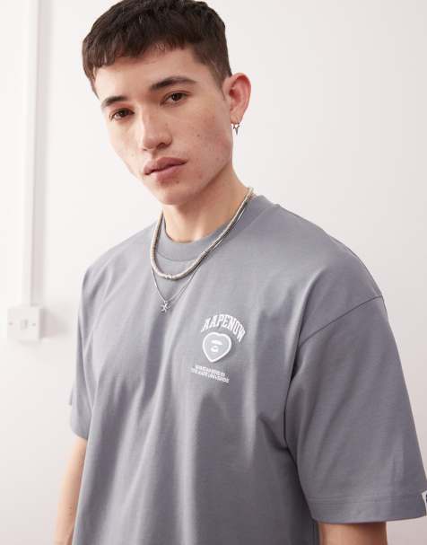 Aape by A Bathing Ape heart logo t-shirt in light grey