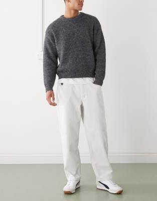 Aape by A Bathing Ape - Jean ample avec broderie sur la jambe - Blanc cassé