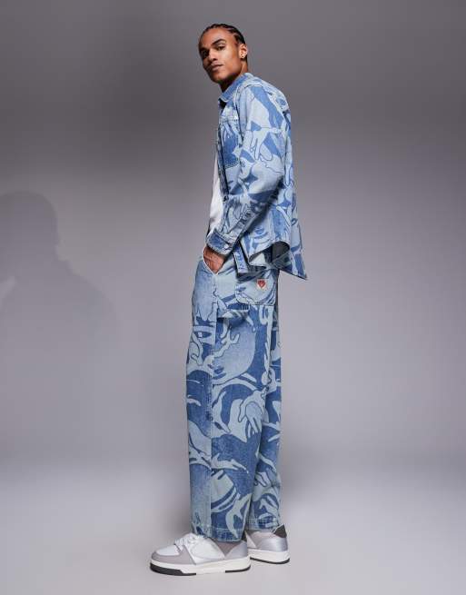 AAPE By A Bathing Ape - Jean d'ensemble ample à imprimé camouflage - Bleu, 2 de 5