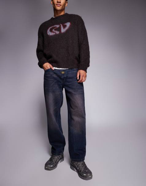 Aape by A Bathing Ape - Jeans ampi in denim blu navy scuro - view 1