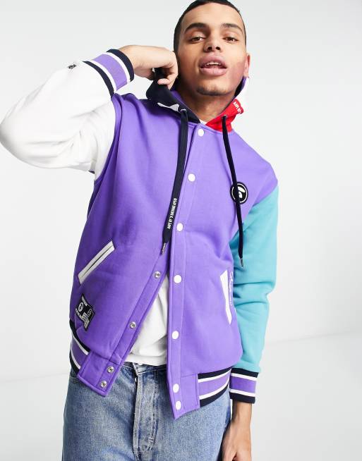 AAPE by A Bathing Ape jersey varsity bomber jacket in purple