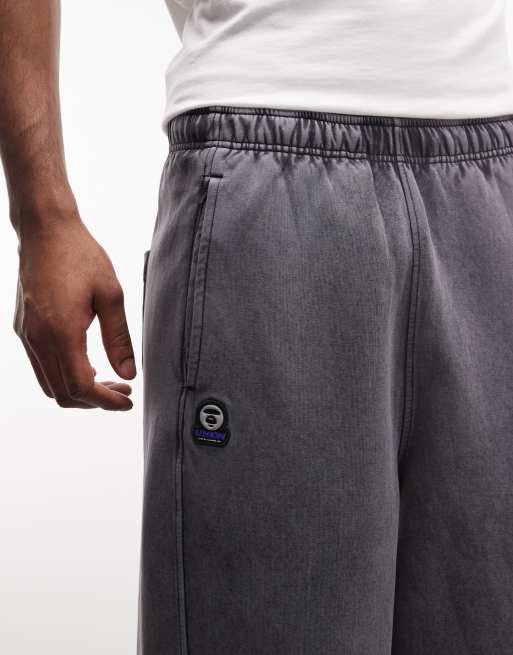 Aape by A Bathing Ape - Joggers a fondo ampio nero slavato in coordinato, 4 di 5