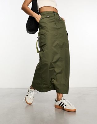 APEE by A BATHING APE  cargo midi skirt in khaki - ASOS Price Checker